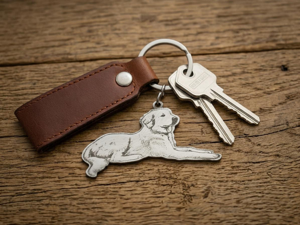 Custom Laser Engraved Dog Silhouette Keychain, Stainless Steel Pet Memorial Gift