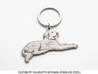 Custom Laser Engraved Dog Silhouette Keychain, Stainless Steel Pet Memorial Gift