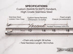 Custom Stainless Steel Name Necklace, Brush Script MT, Amharic Arabic Pendant (Waterproof)