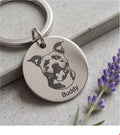 Custom Laser-Cut Pet Portrait Keychain, Engraved Dog and Cat Photo Tag (Stainless Steel)